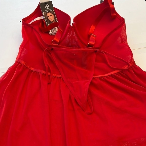 Daisy Fuentes Intimates Lace Baby Doll negligée thong Push Up Bra - Picture 9 of 11